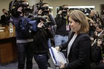 La vicepresidenta del Gobierno, Soraya S�enz de Santamar�a, ayer tras el Consejo de Ministros. 