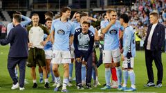 Jugadores del Celta, tras la clasificaci�n para la Europa League.
