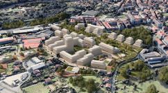 Recreaci�n de las nuevas viviendas (siluteadas en blanco) en el barrio de O Vinte�n