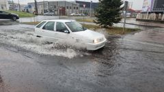 Las lluvias tambi�n formaron balsas en la zona de A G�ndara