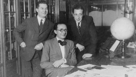 De esquerda a dereita, Xess Canabal, Castelao e Manuel Meiln en Montevideo en 1940.