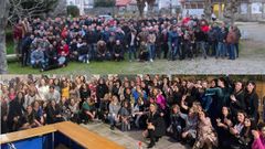 Arriba, una estampa de la quedada de los varones y, abajo, de la de las mujeres.