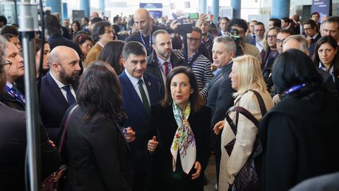 La ministra de Defensa, Margarita Robles, durante su participaci�n en la cumbre Reaim