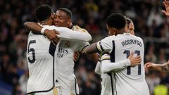 Los futbolistas del Real Madrid.Los futbolistas del Real Madrid celebran un gol