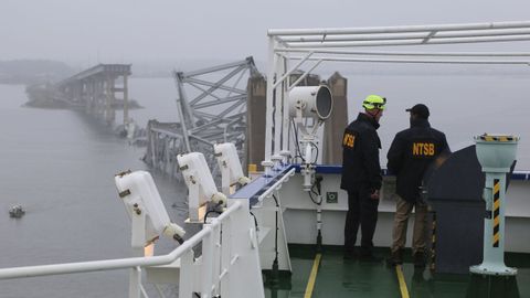 Estado del puente de Baltimore, dos d�as despu�s del colapso