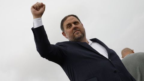 Oriol Junqueras, este mi�rcoles, tras salir de la prisi�n de Lledoners