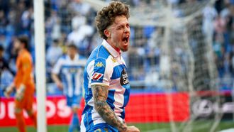 Mario Soriano, celebrando un gol en un partido reciente del D�por.