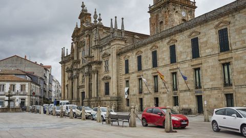 La Plaza Mayor de Celanova es una de las zonas en las que se prohiba la circulacin. 