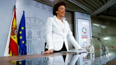 La ministra de Educaci�n y portavoz del Gobierno, Isabel Cela�, durante la rueda de prensa posterior al primer Consejo de Ministros tras las elecciones generales, en el palacio de la Moncloa