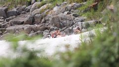 Afluencia de ba�istas a los arenales de O Morrazo