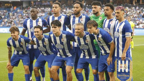 Once inicial del Deportivo en el partido del Trofeo Teresa Herrera contra el Real Madrid.