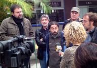 Cid Cabido (con gorra) antes de reunirse con P�rez, a la izquierda. 