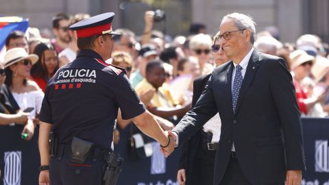 El expresidente de la Generalitat de Catalua, Quim Torra, a su llegada a la toma de posesin de Salvador Illa el pasado 10 de agosto.