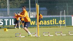 Quique Fornos, en un entrenamiento en Abegondo