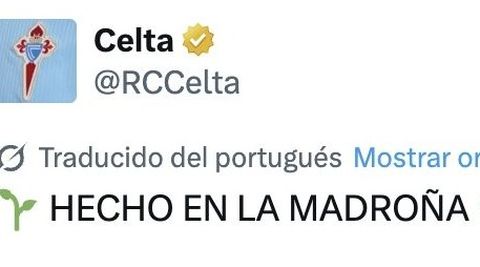 <span lang= gl >Tuit publicado polo Celta este s�bado, pedindo que se incl�a o galego en Twitter.</span>