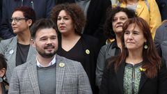 Gabriel Rufi�n, portavoz de ERC en el Congreso, y Laura Borr�s, de JxCat, en un acto en Madrid
