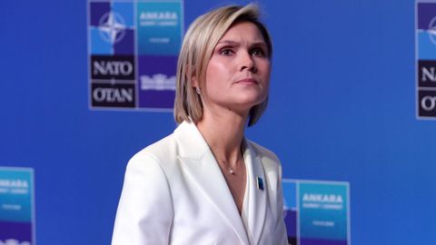 La primera ministra de Islandia, Kristrun Frostadottir, en un acto de la OTAN 