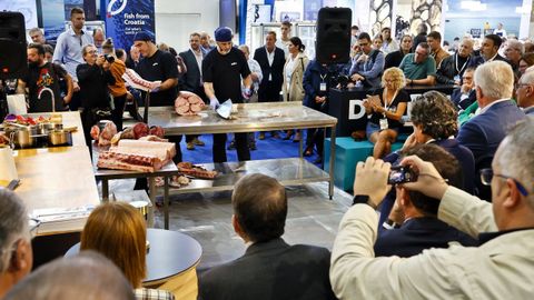 Para promocionar la tintorera, el marrajo y el pez espada, Interfish organizó en la feria Conxemar del 2024 un espectacular ronqueo de espada