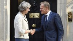 La primera ministra britnica, Theresa May y el presidente del Consejo Europeo, Donald Tusk