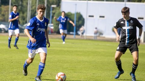 Nacho Estrada, durante el partido entre el Oviedo y el Deportivo. Imagen de archivo