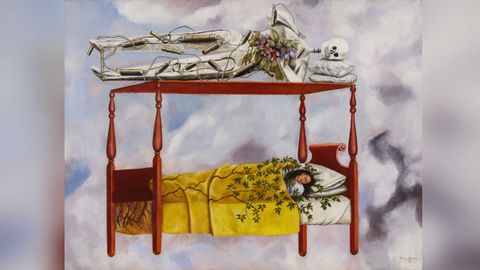 Fotografía cedida por Sotheby's del autorretrato surrealista «El Sueño (La cama)» de la pintora mexicana Frida Kahlo.