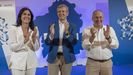 Alfonso Rueda, tras la reunión de la junta directiva del PPdeG, con Paula Prado y Miguel Tellado