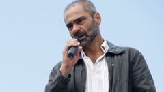 El sindicalista del metal Antol�n Alc�ntara �lvarez, durante una asamblea informativa en junio del 2009