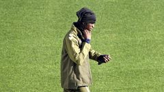 Ilaix Moriba, en el inicio del entrenamiento de este mi�rcoles.