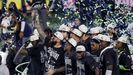 Los jugadores de los Seattle Seahawks celebran la victoria en la Super Bowl