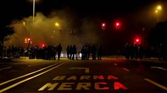 Piquetes bloqueando la entrada de Mercabarna