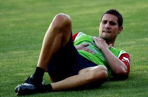 Geijo, durante un entrenamiento a las rdenes de Oltra en el Mallorca.