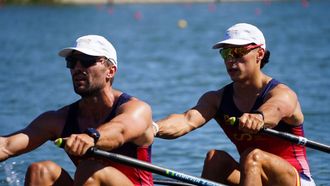Rodrigo Conde y Caetano Horta, durante la Copa del Mundo de Lucerna de remo.