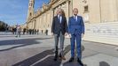 Rueda, con el presidente de Aragn, Jorge Azcn, en su visita a Zaragoza la semana pasada.