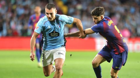 Ferran Jutgl� y Pau Cubars�, durante el partido de ida en Bala�dos.