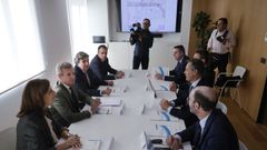 El presidente de la Xunta, Alfonso Rueda, particip la semana pasada en la presentacin oficial del proyecto de Exolum para el puerto exterior de punta Langosteira, a la que asistieron otras autoridades y responsables de la empresa