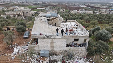 Vivienda blanco de la incursin de las fuerzas especiales estadounidense en la zona de Atme, en la provincia siria de Idlib.