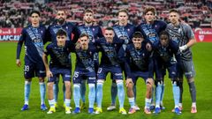 El once inicial del Celta en el partido de este lunes frente al Sevilla.