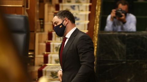 Santiago Abascal, en el pleno de la mocin de censura planteada por Vox