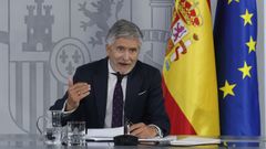 El ministro del interior, Fernando Grande-Marlaska, en rueda de prensa este mi&eacute;rcoles.