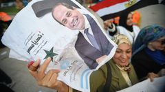 Seguidores de Al Sisi celebran el resultado electoral.