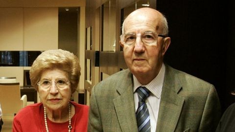 Odilo Fern�ndez, con su esposa, en El Cron�metro 1928