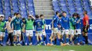 Los jugadores del Vetusta celebran uno de los goles al Tudelano