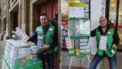 Juanca (izquierda) vende a diario en Prater�as y Javier (derecha) en la estaci�n de Santa Luc�a. 