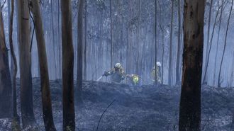 Desalojadas al menos una decena de casa en un incendio que afect� a Carballo y Cai�n
