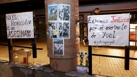 Lugar donde murió Yoel Quispe y que sus amigos y familia mantienen como recordatorio del crimen