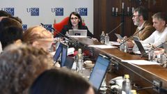 La rectora, Rosa Crujeiras, presidiendo el Consello de Goberno de esta ma�ana