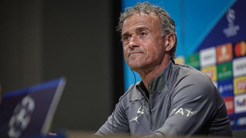 Luis Enrique durante una rueda de prensa como tcnico del PSG.