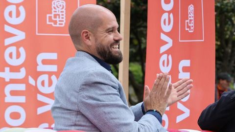 Ivn Puentes, durante un acto electoral del PSOE en Pontevedra en las elecciones del 2023