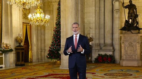 El rey, Felipe VI, durante su duod�cimo discurso de Navidad.