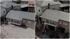 El antes y el despu�s de una casa que hab�a sido sepultada por el lodo.